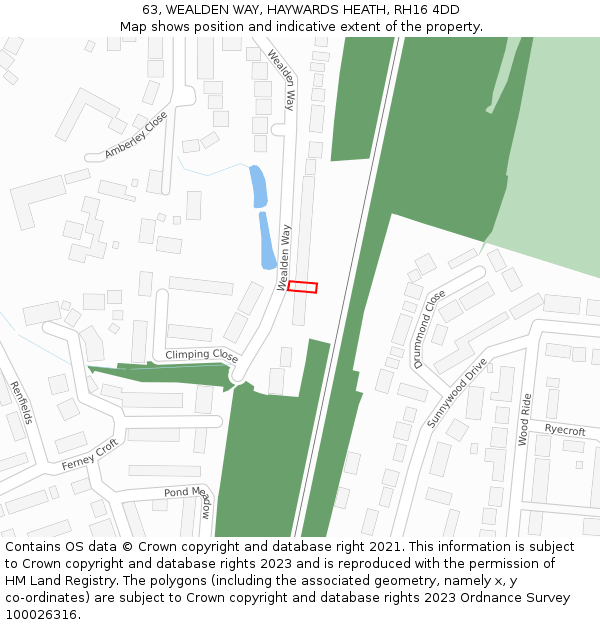 63, WEALDEN WAY, HAYWARDS HEATH, RH16 4DD: Location map and indicative extent of plot