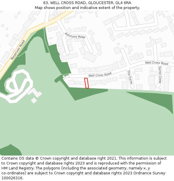 63, WELL CROSS ROAD, GLOUCESTER, GL4 6RA: Location map and indicative extent of plot