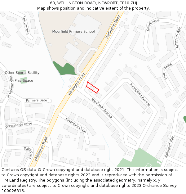 63, WELLINGTON ROAD, NEWPORT, TF10 7HJ: Location map and indicative extent of plot