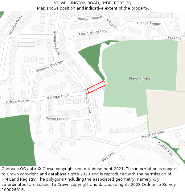 63, WELLINGTON ROAD, RYDE, PO33 3QJ: Location map and indicative extent of plot