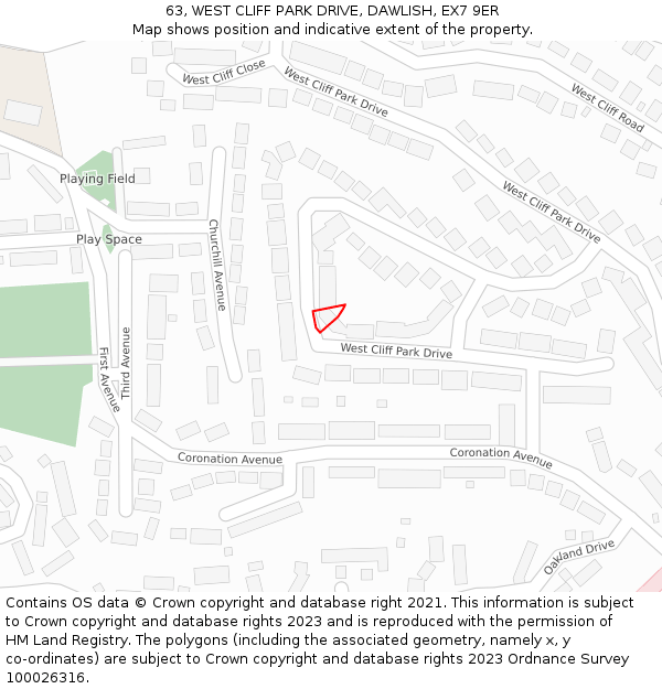 63, WEST CLIFF PARK DRIVE, DAWLISH, EX7 9ER: Location map and indicative extent of plot