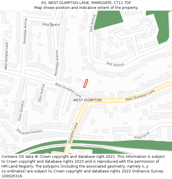 63, WEST DUMPTON LANE, RAMSGATE, CT11 7DF: Location map and indicative extent of plot