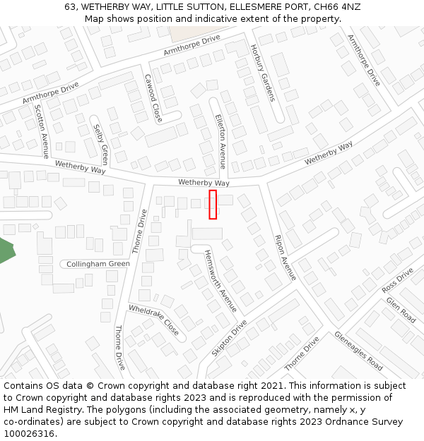 63, WETHERBY WAY, LITTLE SUTTON, ELLESMERE PORT, CH66 4NZ: Location map and indicative extent of plot