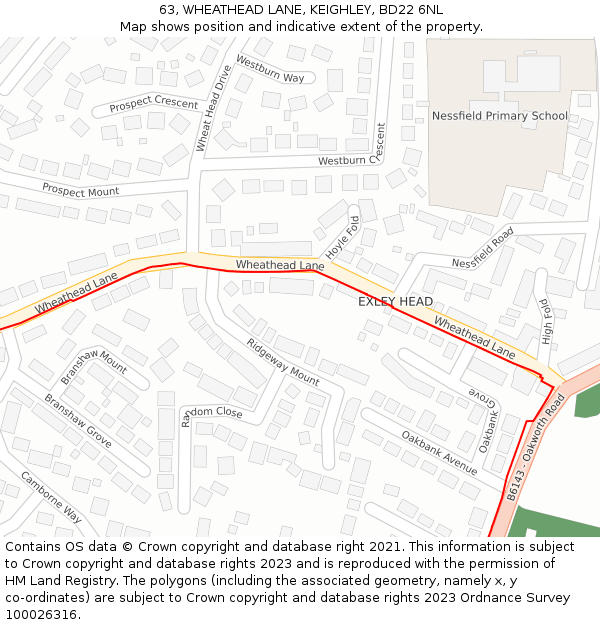 63, WHEATHEAD LANE, KEIGHLEY, BD22 6NL: Location map and indicative extent of plot