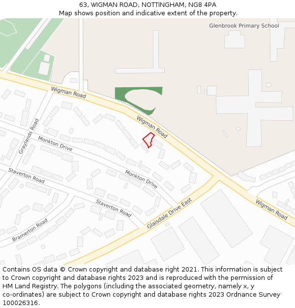 63, WIGMAN ROAD, NOTTINGHAM, NG8 4PA: Location map and indicative extent of plot