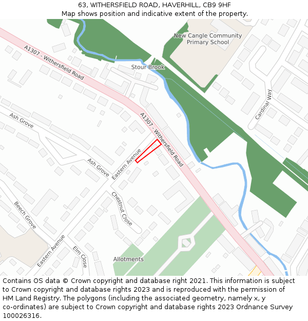 63, WITHERSFIELD ROAD, HAVERHILL, CB9 9HF: Location map and indicative extent of plot