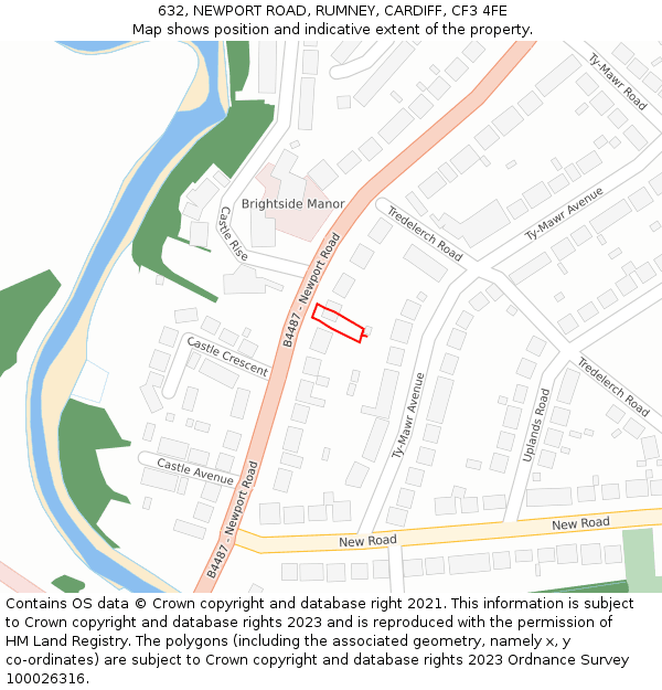 632, NEWPORT ROAD, RUMNEY, CARDIFF, CF3 4FE: Location map and indicative extent of plot