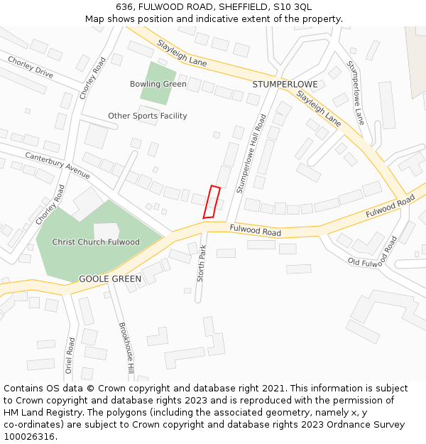 636, FULWOOD ROAD, SHEFFIELD, S10 3QL: Location map and indicative extent of plot