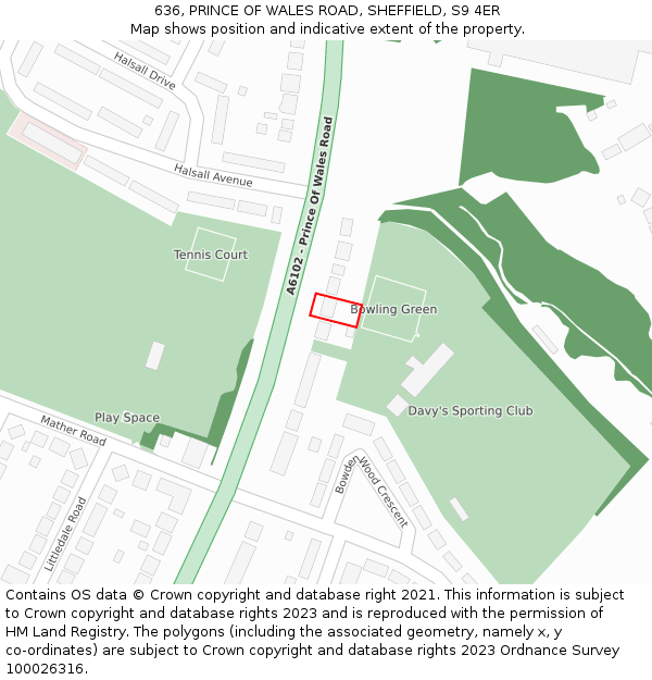 636, PRINCE OF WALES ROAD, SHEFFIELD, S9 4ER: Location map and indicative extent of plot