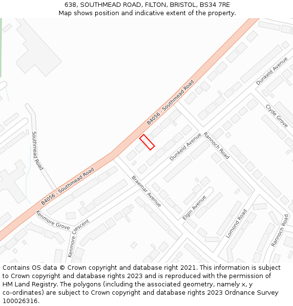 638, SOUTHMEAD ROAD, FILTON, BRISTOL, BS34 7RE: Location map and indicative extent of plot