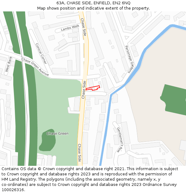 63A, CHASE SIDE, ENFIELD, EN2 6NQ: Location map and indicative extent of plot