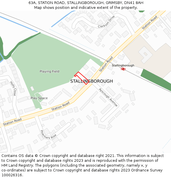 63A, STATION ROAD, STALLINGBOROUGH, GRIMSBY, DN41 8AH: Location map and indicative extent of plot