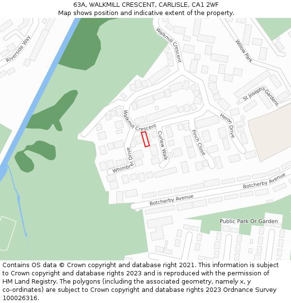 63A, WALKMILL CRESCENT, CARLISLE, CA1 2WF: Location map and indicative extent of plot