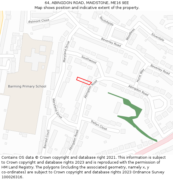 64, ABINGDON ROAD, MAIDSTONE, ME16 9EE: Location map and indicative extent of plot