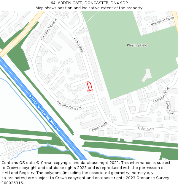 64, ARDEN GATE, DONCASTER, DN4 9DP: Location map and indicative extent of plot