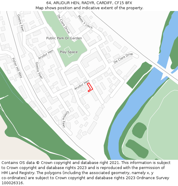 64, ARUDUR HEN, RADYR, CARDIFF, CF15 8FX: Location map and indicative extent of plot