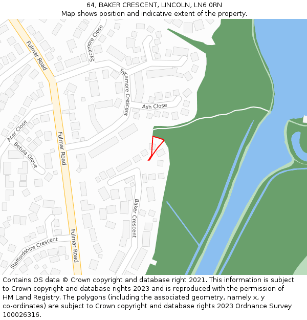 64, BAKER CRESCENT, LINCOLN, LN6 0RN: Location map and indicative extent of plot