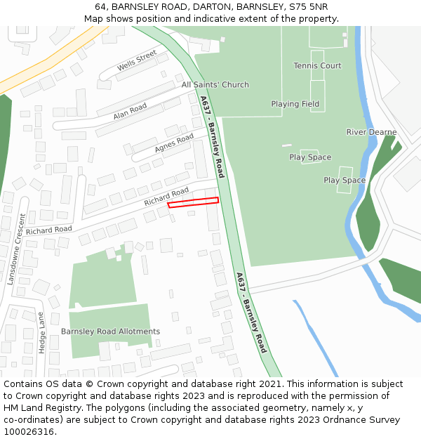 64, BARNSLEY ROAD, DARTON, BARNSLEY, S75 5NR: Location map and indicative extent of plot