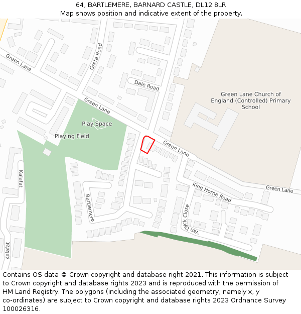 64, BARTLEMERE, BARNARD CASTLE, DL12 8LR: Location map and indicative extent of plot