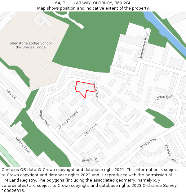 64, BHULLAR WAY, OLDBURY, B69 2GL: Location map and indicative extent of plot