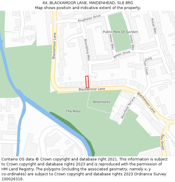 64, BLACKAMOOR LANE, MAIDENHEAD, SL6 8RG: Location map and indicative extent of plot