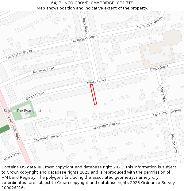 64, BLINCO GROVE, CAMBRIDGE, CB1 7TS: Location map and indicative extent of plot