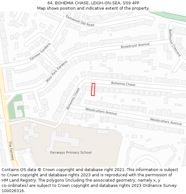 64, BOHEMIA CHASE, LEIGH-ON-SEA, SS9 4PP: Location map and indicative extent of plot
