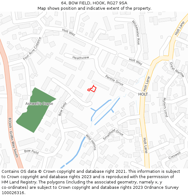 64, BOW FIELD, HOOK, RG27 9SA: Location map and indicative extent of plot