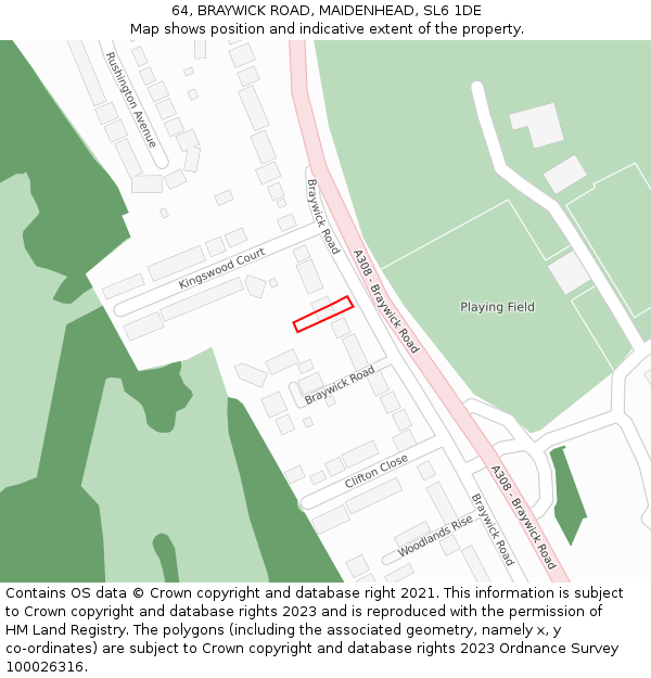 64, BRAYWICK ROAD, MAIDENHEAD, SL6 1DE: Location map and indicative extent of plot