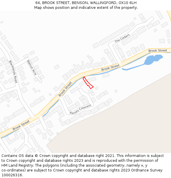 64, BROOK STREET, BENSON, WALLINGFORD, OX10 6LH: Location map and indicative extent of plot