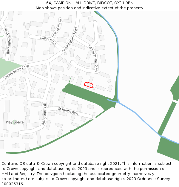 64, CAMPION HALL DRIVE, DIDCOT, OX11 9RN: Location map and indicative extent of plot