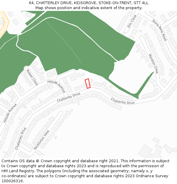 64, CHATTERLEY DRIVE, KIDSGROVE, STOKE-ON-TRENT, ST7 4LL: Location map and indicative extent of plot