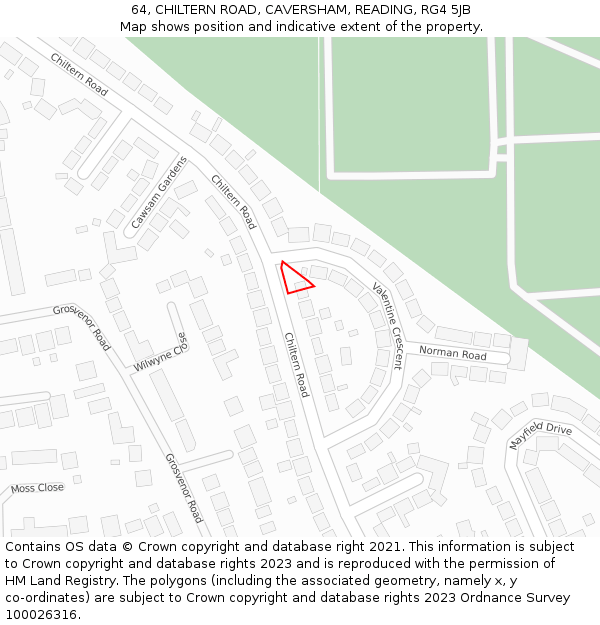 64, CHILTERN ROAD, CAVERSHAM, READING, RG4 5JB: Location map and indicative extent of plot