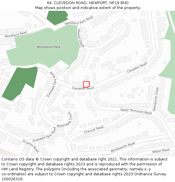 64, CLEVEDON ROAD, NEWPORT, NP19 8ND: Location map and indicative extent of plot