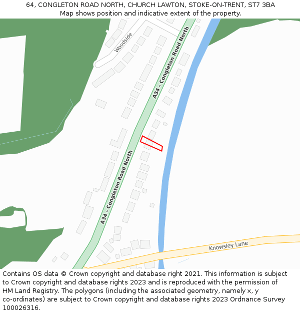 64, CONGLETON ROAD NORTH, CHURCH LAWTON, STOKE-ON-TRENT, ST7 3BA: Location map and indicative extent of plot