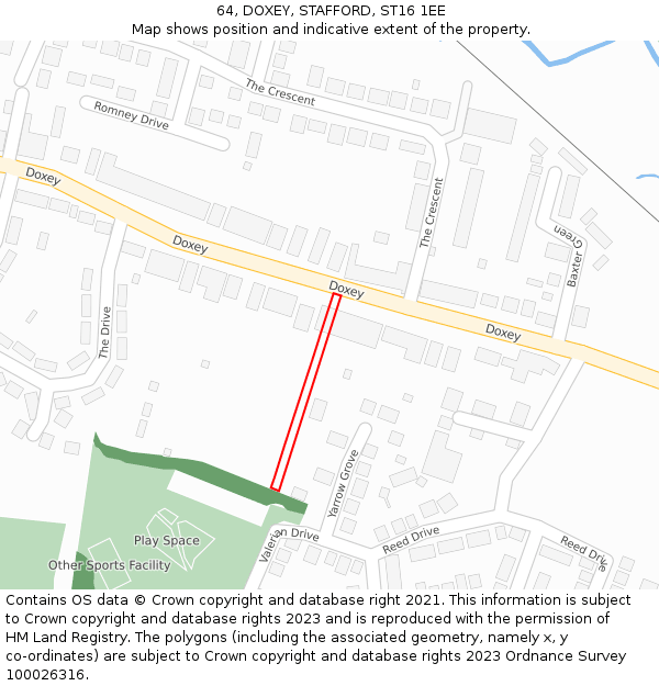 64, DOXEY, STAFFORD, ST16 1EE: Location map and indicative extent of plot