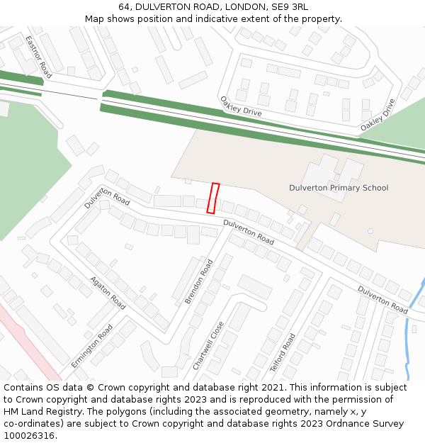 64, DULVERTON ROAD, LONDON, SE9 3RL: Location map and indicative extent of plot