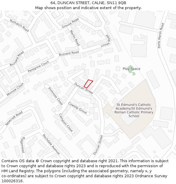 64, DUNCAN STREET, CALNE, SN11 9QB: Location map and indicative extent of plot