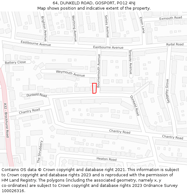 64, DUNKELD ROAD, GOSPORT, PO12 4NJ: Location map and indicative extent of plot