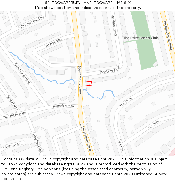 64, EDGWAREBURY LANE, EDGWARE, HA8 8LX: Location map and indicative extent of plot