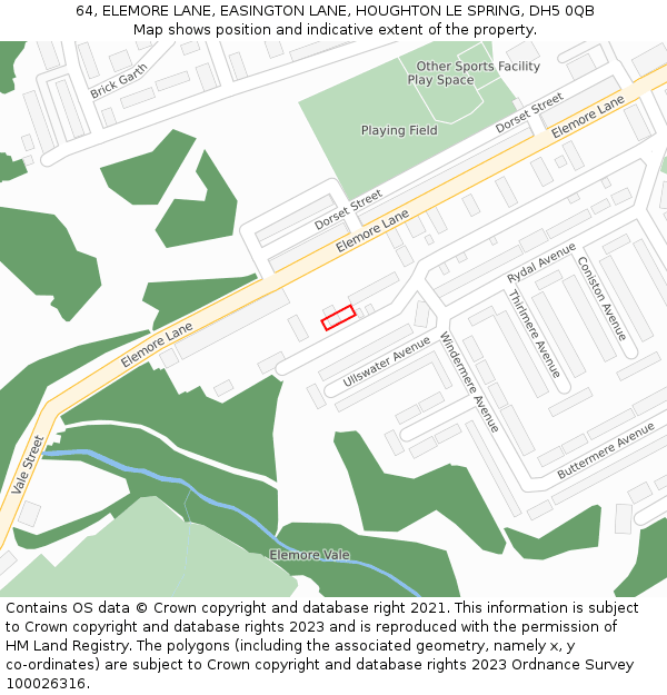 64, ELEMORE LANE, EASINGTON LANE, HOUGHTON LE SPRING, DH5 0QB: Location map and indicative extent of plot