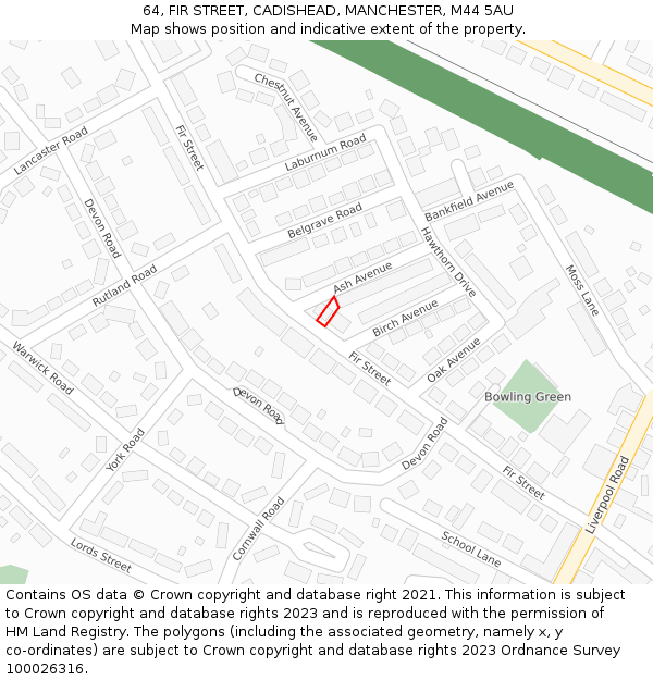 64, FIR STREET, CADISHEAD, MANCHESTER, M44 5AU: Location map and indicative extent of plot