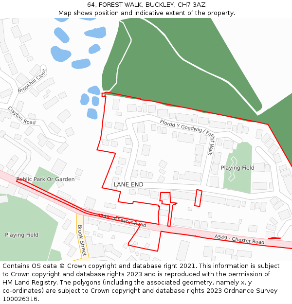 64, FOREST WALK, BUCKLEY, CH7 3AZ: Location map and indicative extent of plot