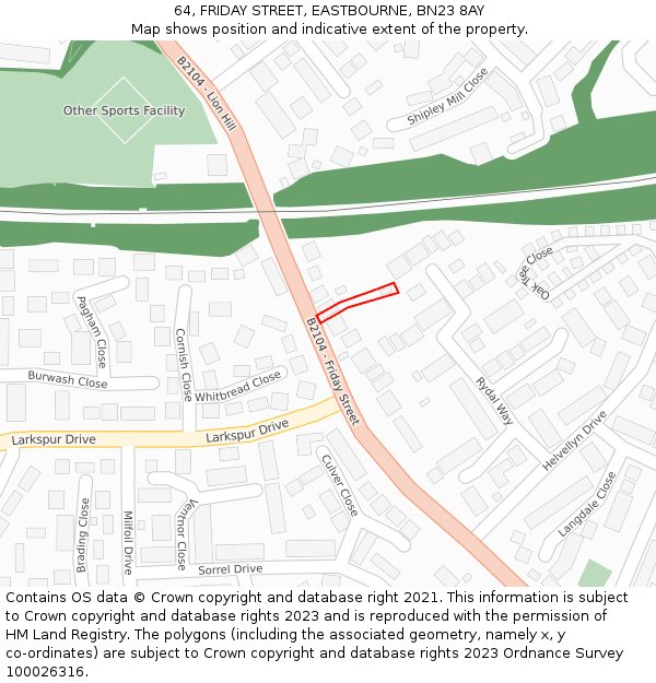 64, FRIDAY STREET, EASTBOURNE, BN23 8AY: Location map and indicative extent of plot