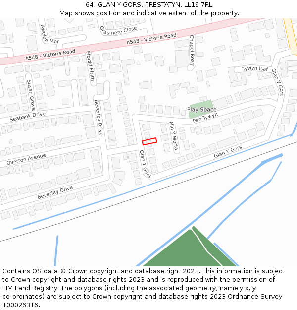 64, GLAN Y GORS, PRESTATYN, LL19 7RL: Location map and indicative extent of plot