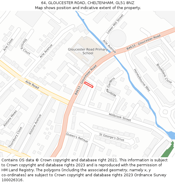 64, GLOUCESTER ROAD, CHELTENHAM, GL51 8NZ: Location map and indicative extent of plot