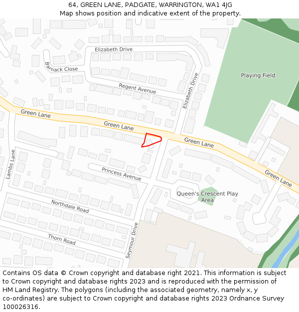 64, GREEN LANE, PADGATE, WARRINGTON, WA1 4JG: Location map and indicative extent of plot