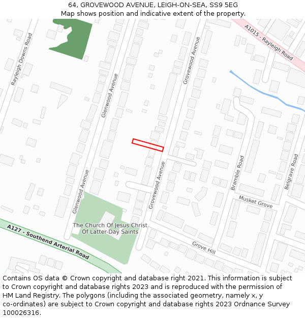 64, GROVEWOOD AVENUE, LEIGH-ON-SEA, SS9 5EG: Location map and indicative extent of plot