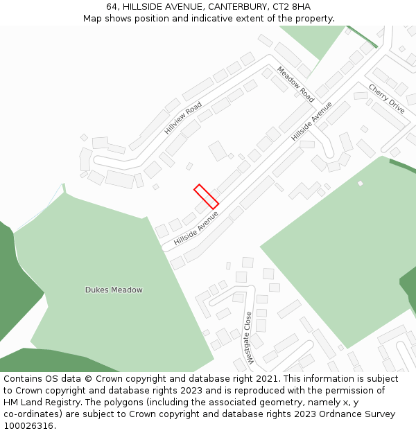 64, HILLSIDE AVENUE, CANTERBURY, CT2 8HA: Location map and indicative extent of plot