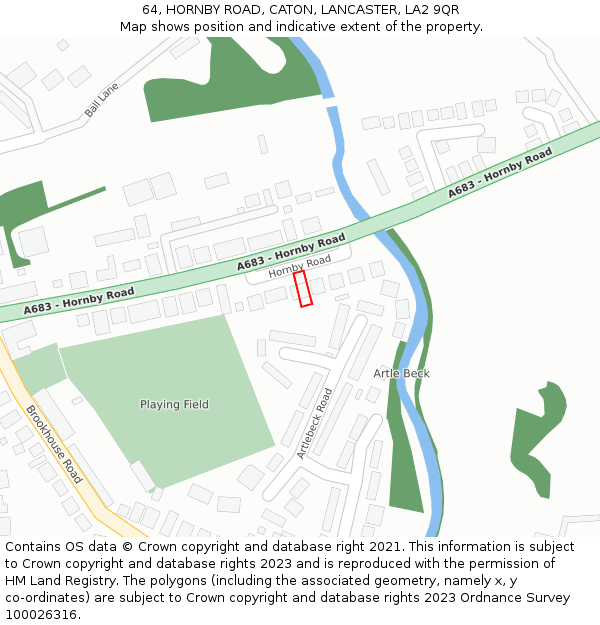 64, HORNBY ROAD, CATON, LANCASTER, LA2 9QR: Location map and indicative extent of plot